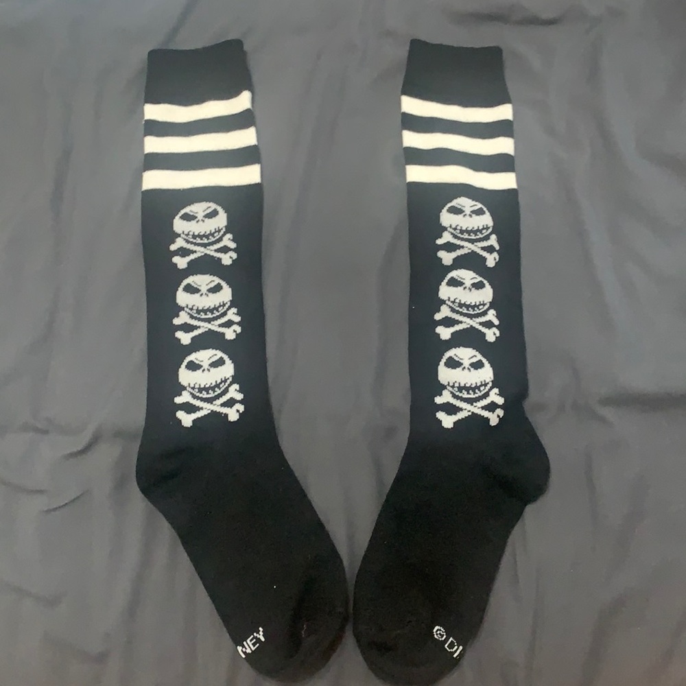 Disney Black Skull Knee High Socks
